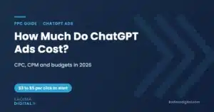 ChatGPT ads cost guide cover: $3 to $5 per click to start