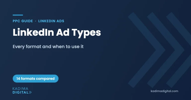 Blog 12 LinkedIn ad types guide cover: 14 formats compared